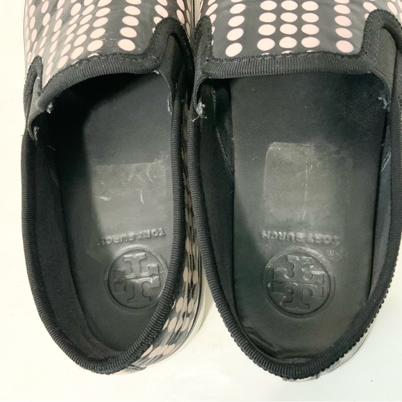 Tory Burch Women’s Pink And Black Polka Dot Leather Slip On Sneakers Size 7 - Picture 4 of 7